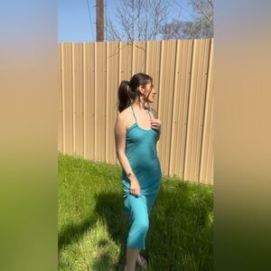 Elegant Teal Halter Dress
